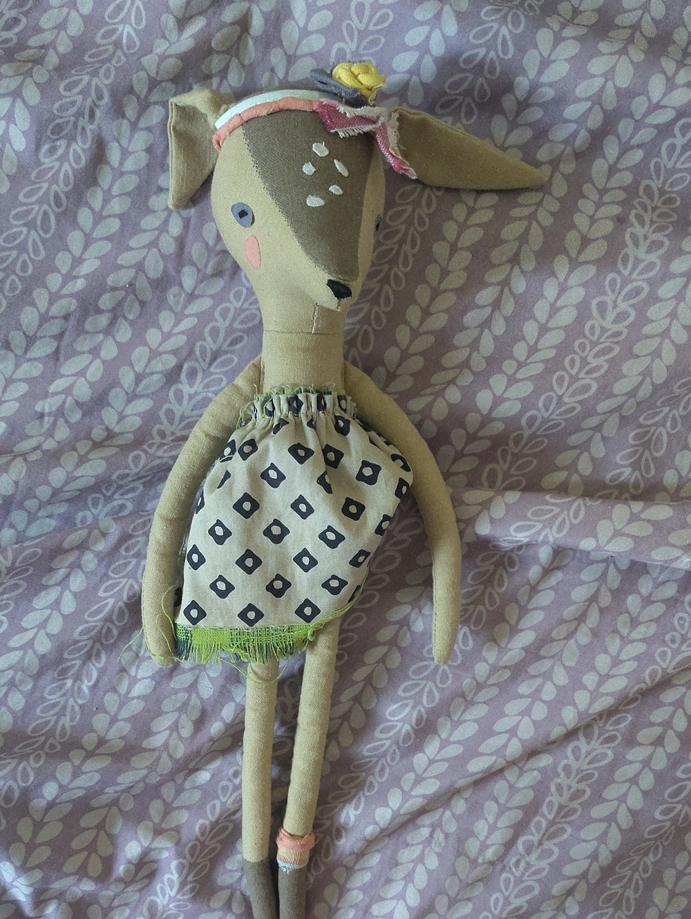 Anthropologie Fashionable Fauna Deer Doll Plush by Abigail Brown 12"